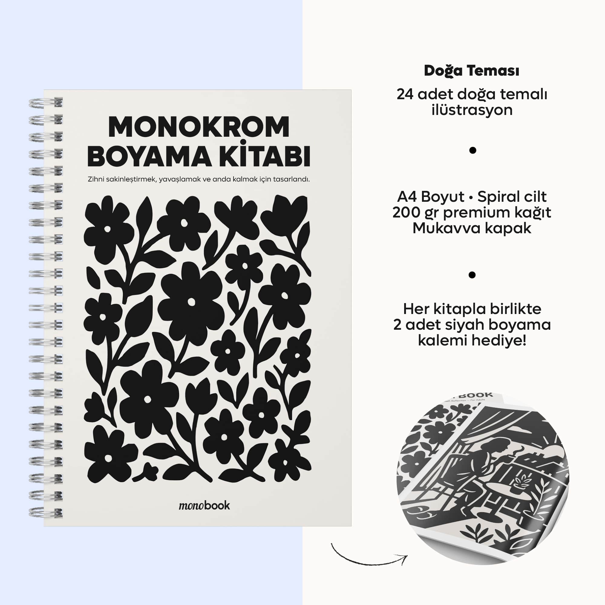 monobook - Monokrom Boyama Kitabı Seti