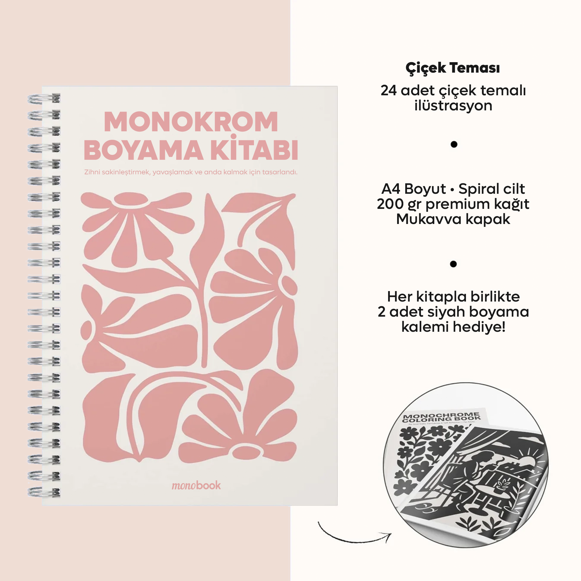 monobook - Monokrom Boyama Kitabı Seti