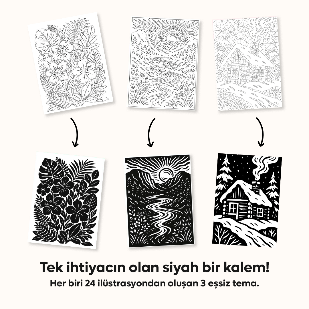 monobook - Monokrom Boyama Kitabı Seti